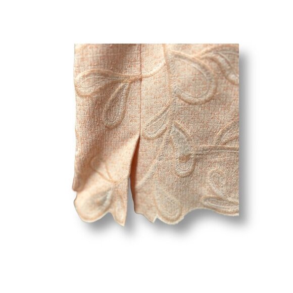 Antonio Melani Peach Embroidered Sheath Mini Dress Sleeveless Feminine Glam 12 - Picture 5 of 9